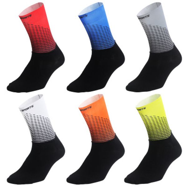 

speciality cycling socks mens or womens outdoor running mountaineering for men riding socks lycra printed sockings mid tube, Black