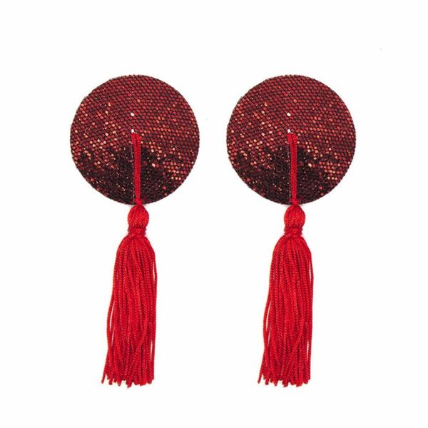 

women reusable nipple cover breast petals sequin tassels pasties self adhesive tape stickers, Black;white
