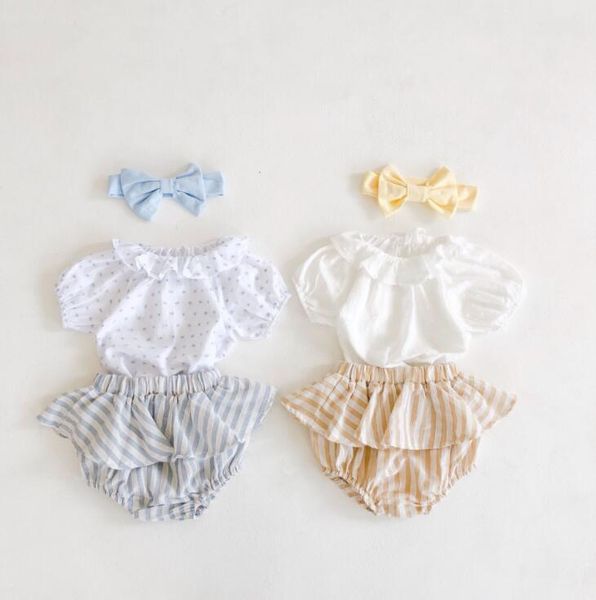 

2020 new baby girls 2 pcs set blouse+shorts cotton summer fashion girls suits 6-24 month qh851, White