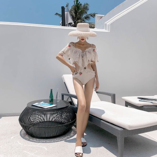 

5gndn ins one-piece women's backless slim belly-covering baidis 19195 ins one-piece swimsuit swimsuit women's backless slim belly, White;black