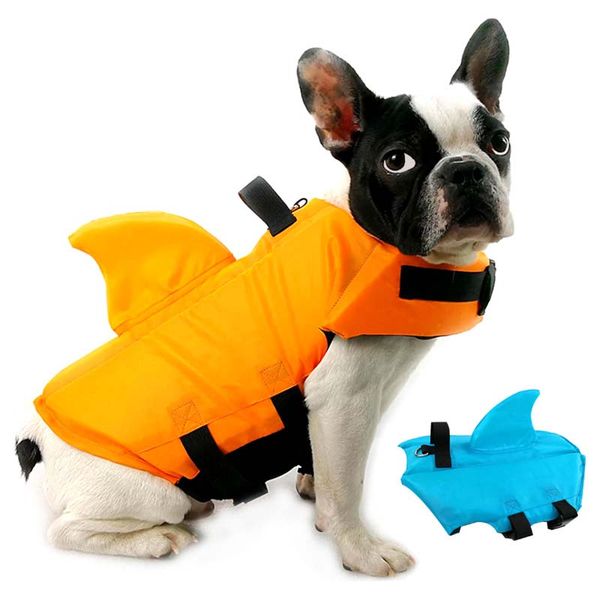 

shark dog safety clothes for dog life vest summer shark pet life jacket bulldog large dogs swimwear pets safety swimming suit