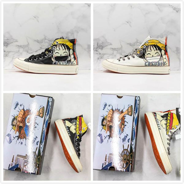 

New Convase 1970s Luffy Printing Designer Shoes 3M Reflective Black White High Canvas Skateboard Shoes Fashion Outdoor Sneakers