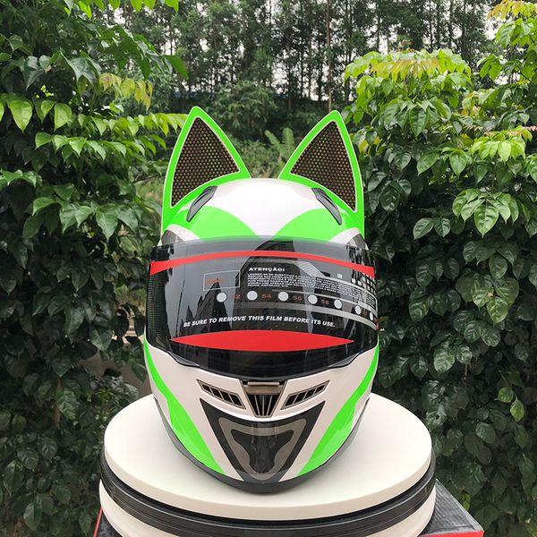 

nitrinos brand 009 motorcycle helmet full face with cat ears four season yellow color