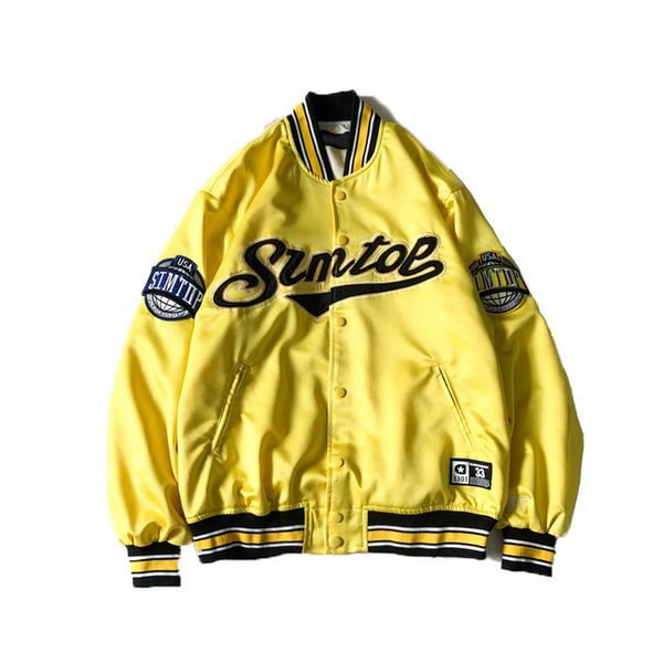 

letters embroidery baseball jacket men women streetwear men's jackets 3 colors, Black;brown
