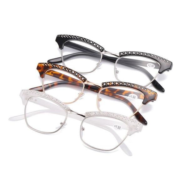 

women cateye daimond reading glasses ladies cat eye reader, White;black