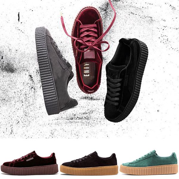 

2019 Rihanna Fenty Creeper PM Классическая корзина на платформе Повседневная обувь Бархатная