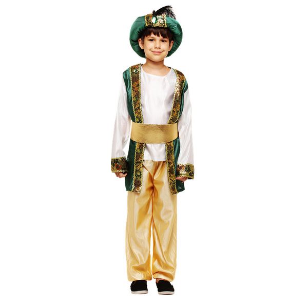 

theme costume boys arab prince halloween children's king cosplay clothing fancy dress with hat suit jumpsuit, Black;red