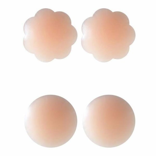 

1 pair reusable self adhesive silicone lift up breast nipple cover bra pad invisible breast petals for party dress ##6, Black;white