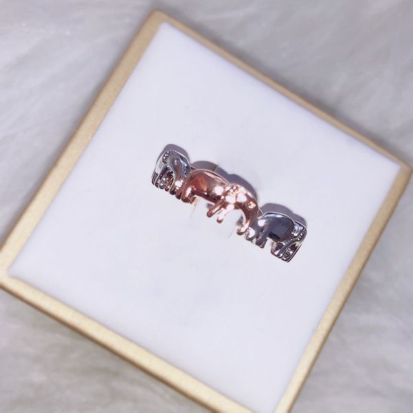 

ring electroplated two color elephant women's ring, Silver