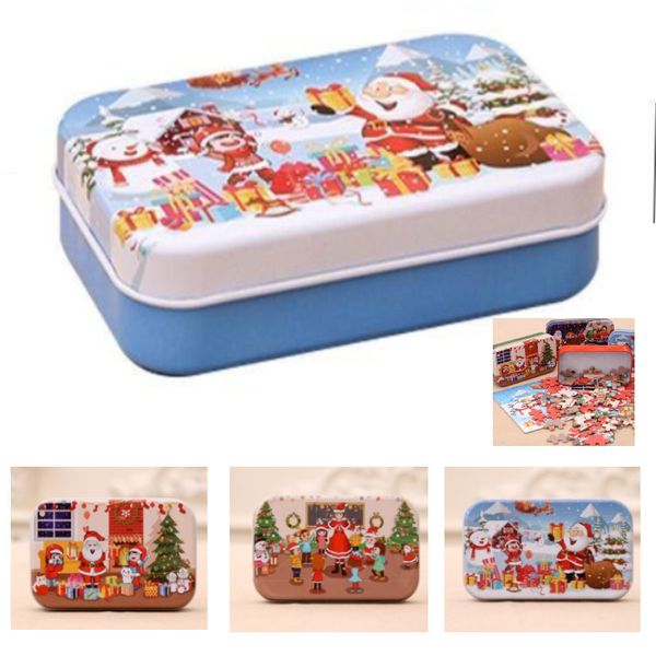 

3d printing wood puzzles iron box package party favor wooden puzzle kids toy for children christmas gift early educational toys hh9-a2577