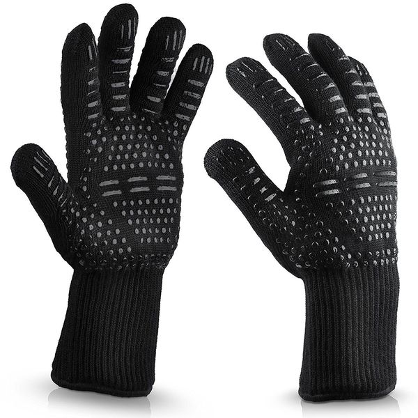 

300-500 centigrade extreme heat resistant bbq gloves flame retardant gloves lining cotton for cooking baking grilling microwave oven mitts