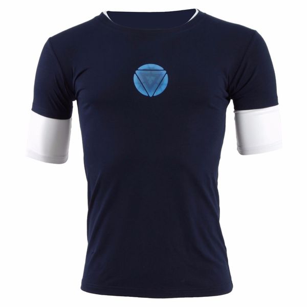 

man 3 tony stark navy blue t-shirt night luminous mid sleeve t shirt basic tee blue, White;black