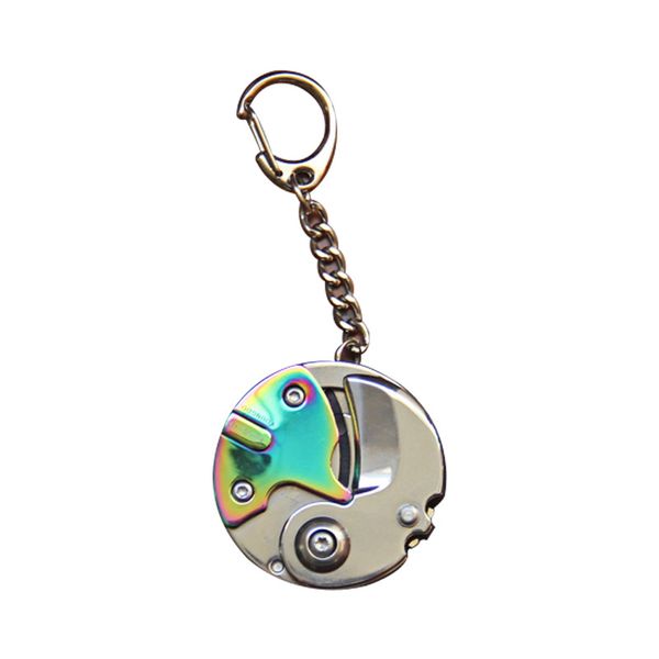 

1 pcs steel folding pocket cutter screwdriver coin shaped survival camping keychain dc156