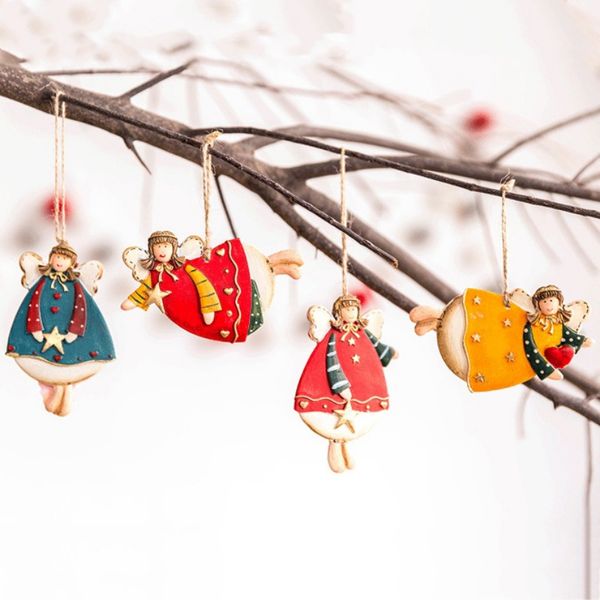 

christmas ornaments rustic painted angel christmas tree pendants xmas party hanging decorations crafts for home