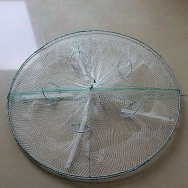 

33*12cm portable foldable 4 holes round fishing shrimp trap fishing net polyester fish shrimp minnow crab baits cast mesh trap