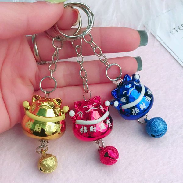 

keychain selling cute lucky cat couple bag hanging mobile phone shell pendant keychain, Silver