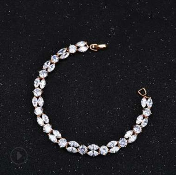 

female zirconia tennis bracelet iced zircon jewelry classical iced out chains hip hop bangle fashion, Golden;silver