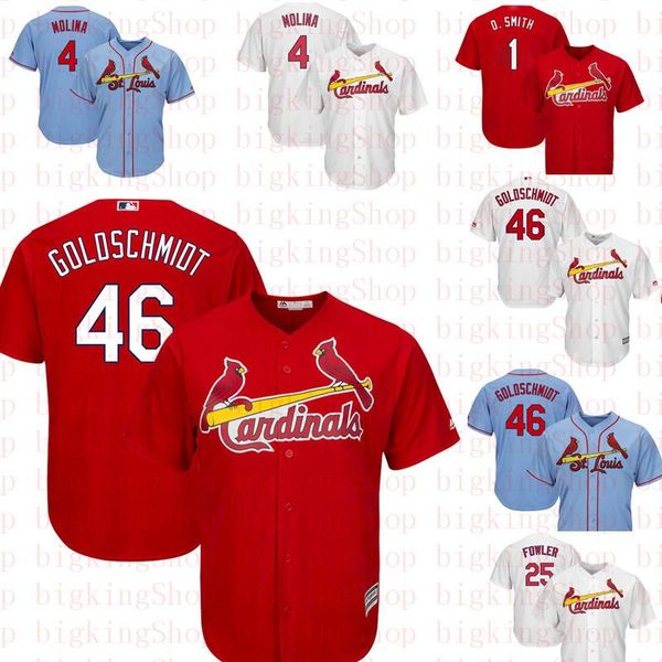 

46 Cardinal Paul Goldschmidt Jersey St. Louis Yadier Molina Ozzie Smith Dexter Fowler 100% stitched Logos Baseball 1#4