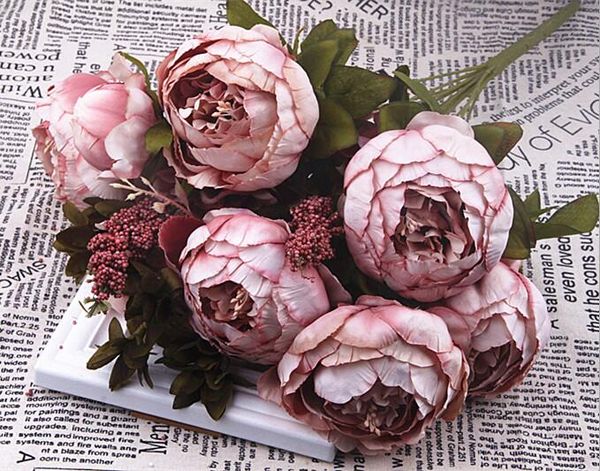 

artificial peonies silk flowers simulation peony flower bride holding flowers 8 peony heads home and wedding party decoration lxl717q