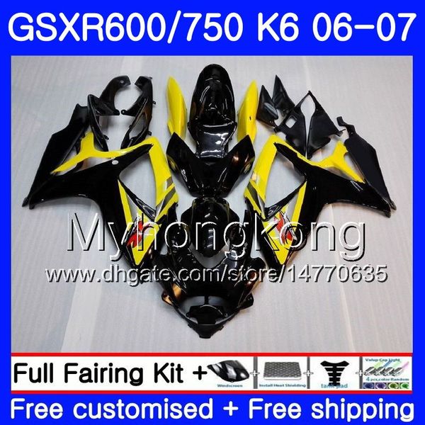 Karosserie gelb schwarz heiß für Suzuki GSXR 750 600 GSX R600 R750 GSXR750 06 07 296HM.18 GSX-R600 06 07 GSXR-750 K6 GSXR600 2006 2007 Verkleidungsset