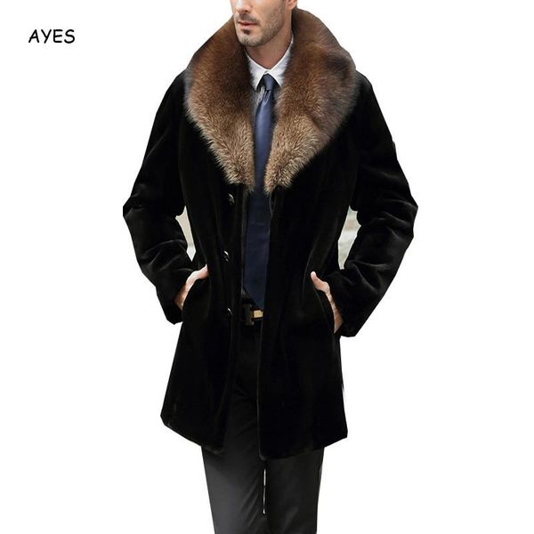 

fashion long faux fur coat men winter faux fur jacket coat mens long sleeve punk parka office jackets warm overcoats, Black;brown