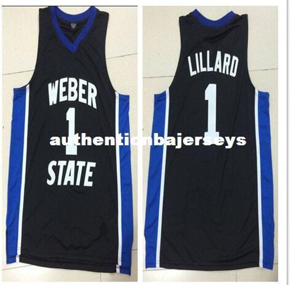 

weber state #1 damian lillard custom basketball jersey new materials with double stitching custom all name and numbers stitched, Black;blue