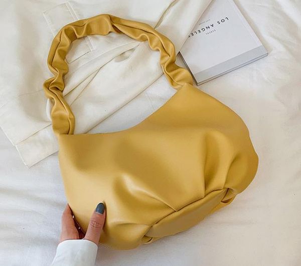 

new small fresh ins fold bag soft leather large capacity 2020 popular single shoulder underarm bag