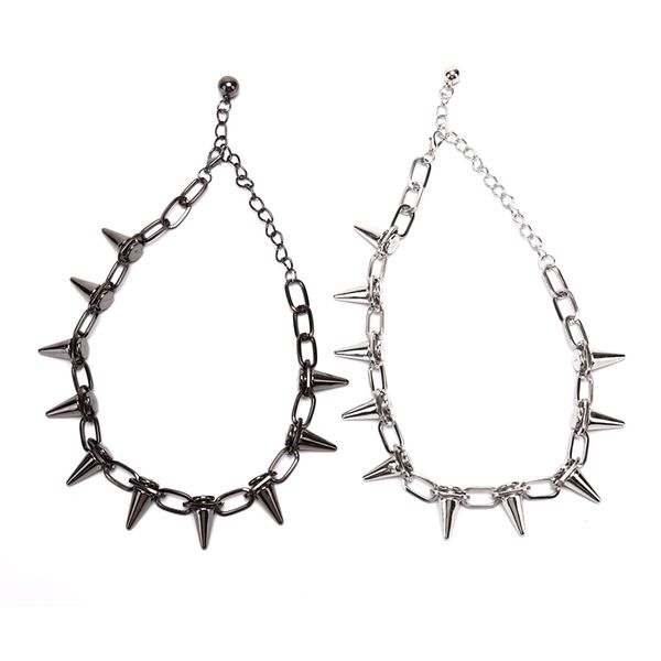 

new rivets chokers punk goth handmade ccb material choker necklace silver spike rivet necklace rock gothic chokers, Golden;silver