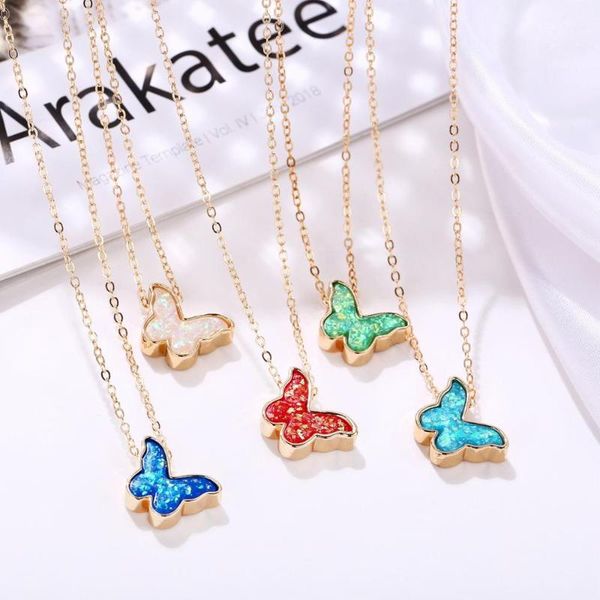

orangelili 5 color butterfly pendant necklace for women simple gold chain butterfly pendant personalized necklace women jewelry, Silver
