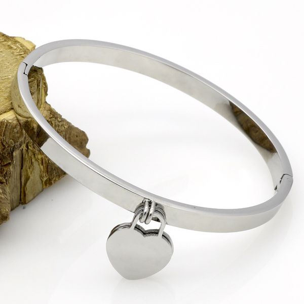 

Hot sale Jewelry Brand Pulseira Stainless Steel Double heart Bracelet & Bangle Rose Gold Plated Heart Bangle Jewelry For Women gift