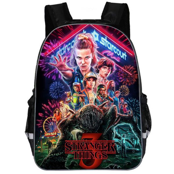 

3 pcs set school backpack for teenage boy stranger things backpack schoolbag with pencil case and bag kids school bag orthopedic