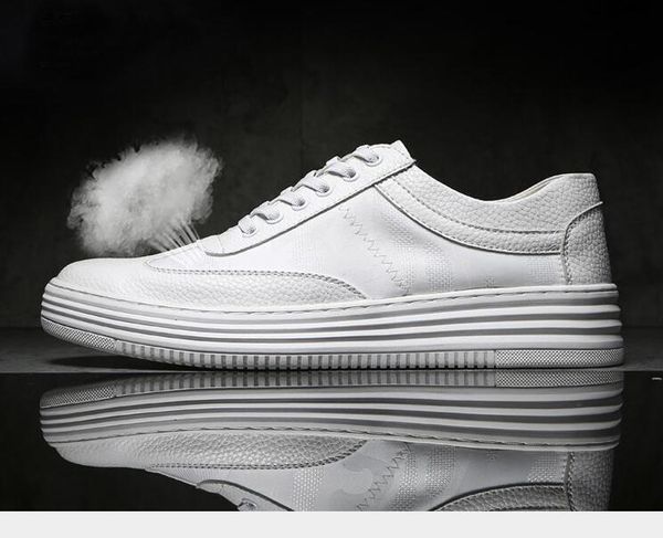 

2020 men casual shoes triple white comfortable leather shoes mens trainers sports sneakers 40-44, Black