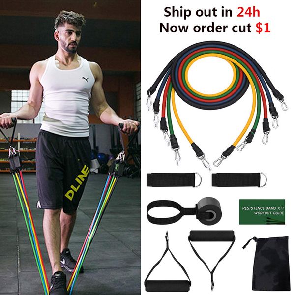 

vip link extra cut $1 resistance elastic bands set 11pcs yoga fitness rubber tubes band gym training workout exercise pull ropes
