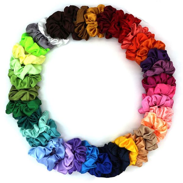 

many colors scrunchies headband pure color hairbands large intestine hair ties ropes girls ponytail holder trendy hair accessories, Slivery;white