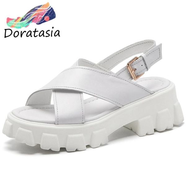 

doratasia leisure women platform buckle strap chunky thick soled fashion shoes sandals women fashion sandals, Black