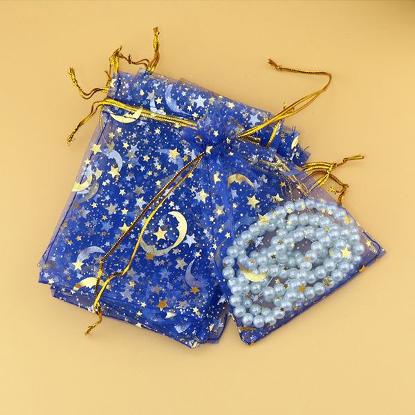 

100pcs 9*12cm organza bag gauze bag star-moon special design organza package bronzed wedding gift candy delicate jewelry package