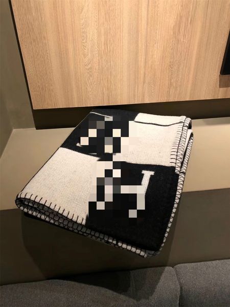 

quailty thicken h black letter h wool blanket stripe big size home travel winter warm everyday blankets 170*140cm knitted throw cape