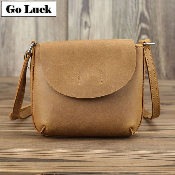 

go-luck brand genuine leather casual small women crossbody shoulder women's cowhide messenger bags cell phone pouch case