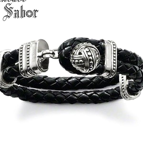 

female leather bracelet ball cuff rebel 925 sterling silver jewelry 2019 brand new fashion heart gift men accessories, Golden;silver