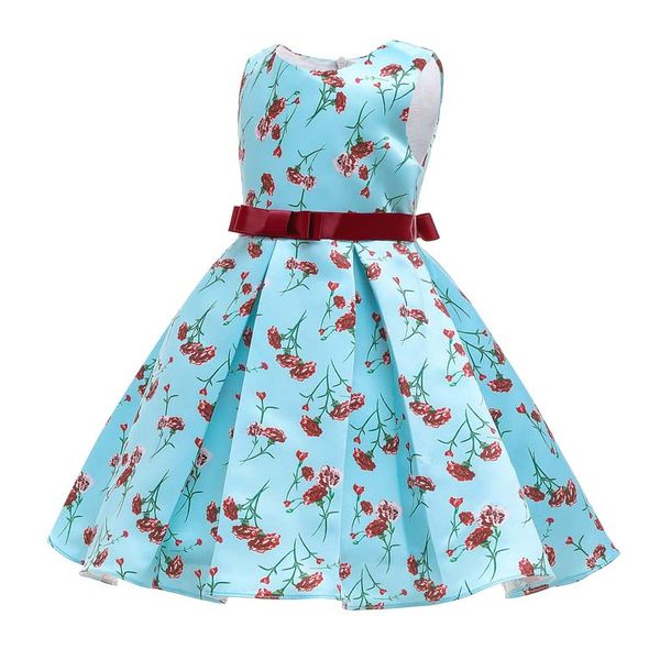 

sell new arrival summer girls lapel academy wind sleeveless puckered skirt cotton printed princess dress baby kids dress, Red;yellow