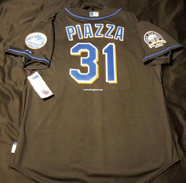 

majestic new york #31 mike piazza cool base jersey black mens stitched wholesale big and tall size xs-6xl baseball jerseys, Black;blue