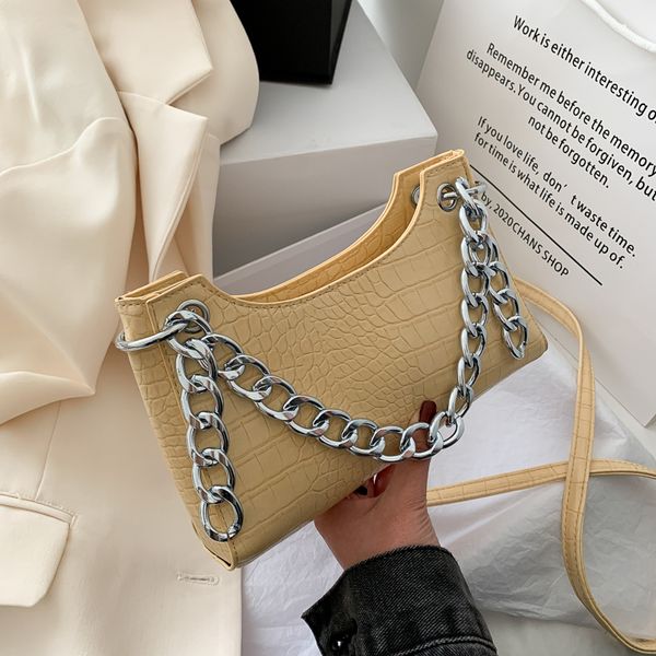 

crocodile pattern chain tote bag 2020 fashion new high-quality leather women's handbag travel shoulder bag armpit