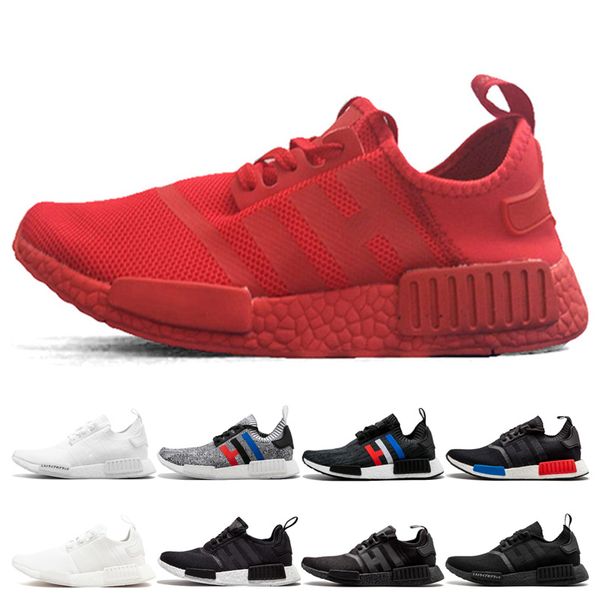 

New Runner R1 Primeknit Triple Red Running shoes For Men Women Classic Japan Triple white Black Blue Grey Trainer Sports Athletic Sneakers