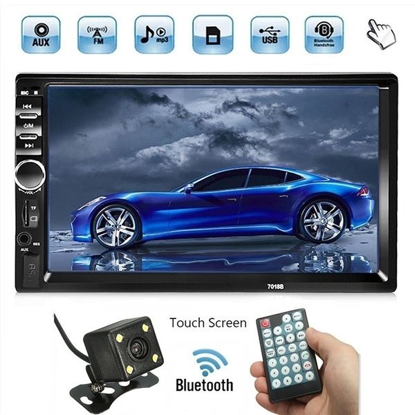 

autoradio 2 din car radio 7'' hd touch screen bluetooth fm usb aux sd car dvd player+ 4 led rear view camera