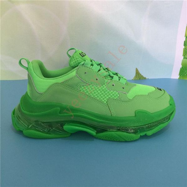 

2020 new paris neon yellow clear crystal sole mens triple s casual shoes white black grey men women designer sneakers eur 36-45
