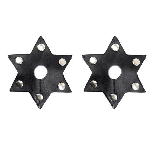 

hexagram shaped nipple cover temptation pu leather pasties hollow breast stickers flirty fetish nipple covers, Black;white