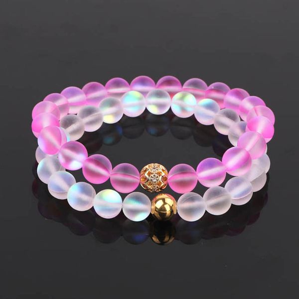 

2pcs/set new fashion ab glass beads women jewelry bracelet moon flash color beaded elastic bracelet lady, Black