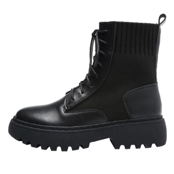 

womens designer boots socksboots autumn and winter martin boots womens boots british wind thinboots thick-soledboots college style 2020 new, Black