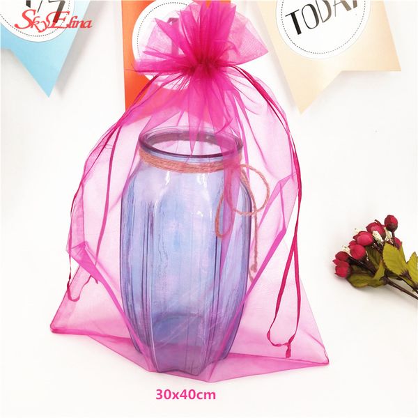 

10pcs 30x40cm large organza bags jewelery pouches gauze wedding party decoration drawable bags packaging pouches 6zsh321
