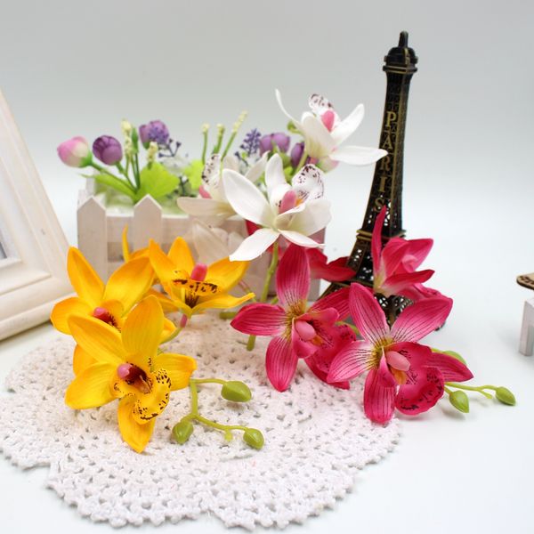 

2017 20cm 20set (80flower+20bunch) artificial silk lily bouquet flowers for wedding car home art decoration diy flowers